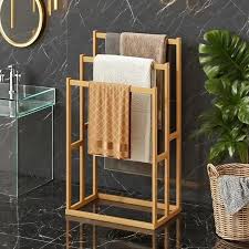 Porte-Serviettes Sur Pied en Bambou à 3 Niveaux